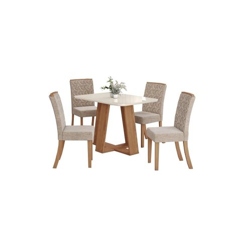 Mesa Jantar Lins 120 4 Cadeiras Esther Creme - Henn