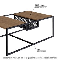 Mesa de Centro Industrial York 100 cm - Vermont/Preto - 2