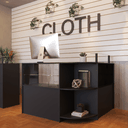 Ver imagem 4 de Balcão Caixa Com Vitrine e Prateleira de Vidro Em L Modelo New 134+134 x 95 x 45 cm Comac Preto