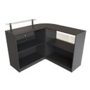 Ver imagem 2 de Balcão Caixa Com Vitrine e Prateleira de Vidro Em L Modelo New 134+134 x 95 x 45 cm Comac Preto