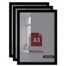 Conjunto 3 Quadros A3 Moldura Lisa C/ Vidro Premium:Preto - 1