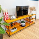 Ver imagem 2 de Rack de TV Industrial de Ferro Duo 1,50m Carvalho e Preto