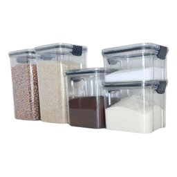 Conjunto de 5 Potes Herméticos em Acrílico Cristal com Trava - 2