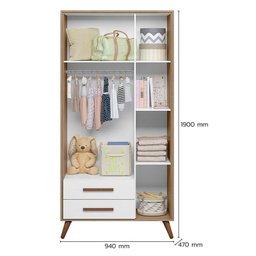 Guarda Roupa Infantil Q Encanto 3830 Retrô Carvalho TOQ Rústico Branco – Qmovi - 2 Guarda Roupa Infantil Q Encanto 3830 Retrô Carvalho TOQ Rústico Branco – Qmovi - 2