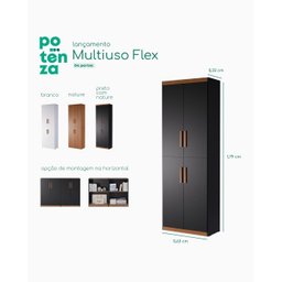 Armário Multiuso Flex 4 Portas Sala Escritório Cozinha Lavanderia Despensa- Branco - 4