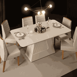 Mesa de Jantar Retangular Escala 1800 180 cm Cor Creme - DJ Móveis - 4