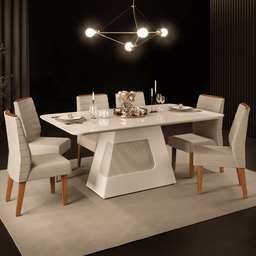 Mesa de Jantar Retangular Escala 1800 180 cm Cor Creme - DJ Móveis - 3