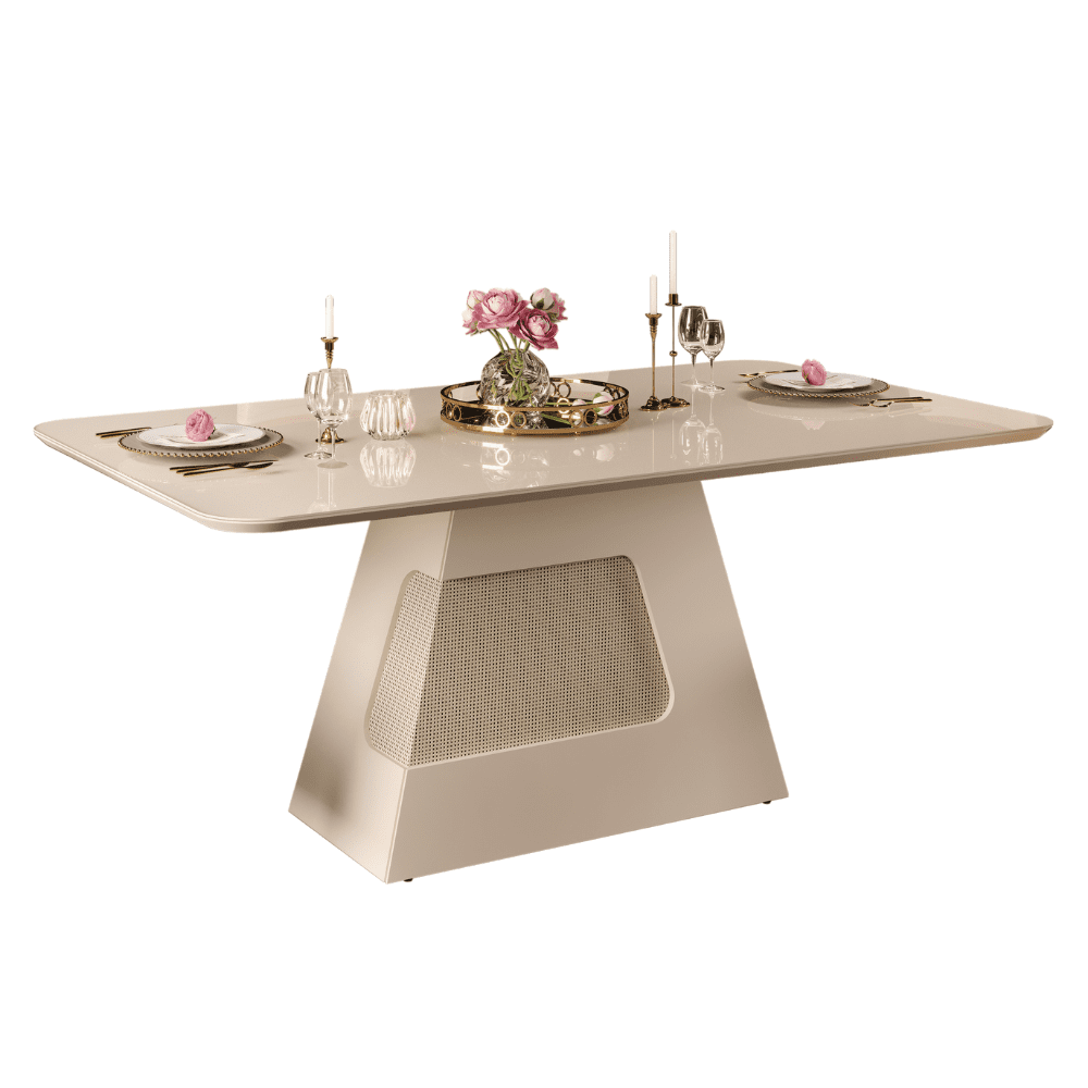 Mesa de Jantar Retangular Escala 1800 180 cm Cor Creme - DJ Móveis Menor preço em Mesa de Jantar Retangular Escala 1800 180 cm Cor Creme - DJ Móveis