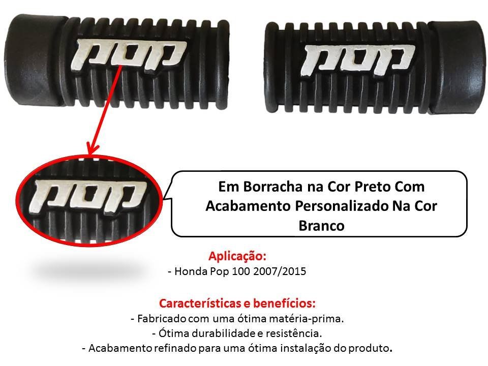 Borracha Estribo Personalizada Branco Honda Pop 100 até 2015 - 3