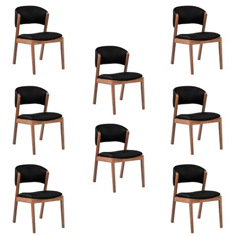 Kit 8 Cadeiras Decorativa Sala de Jantar Luxo Luna Facto Preto - Mozzelar