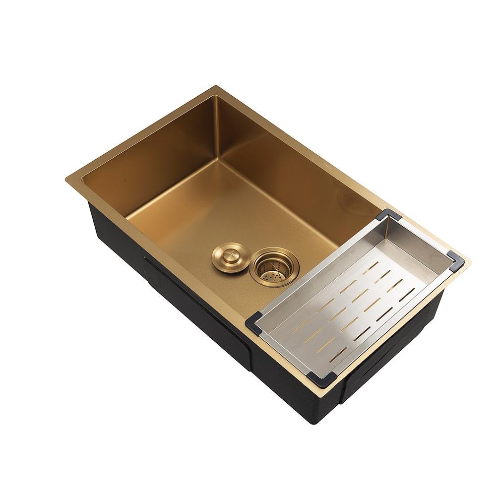 Cuba para cozinha gourmet pia aço inox com acessórios Terena 74 cm Pingoo.casa - Dourado