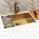 Ver imagem 3 de Cuba para cozinha gourmet pia aço inox com acessórios Terena 74 cm Pingoo.casa - Dourado