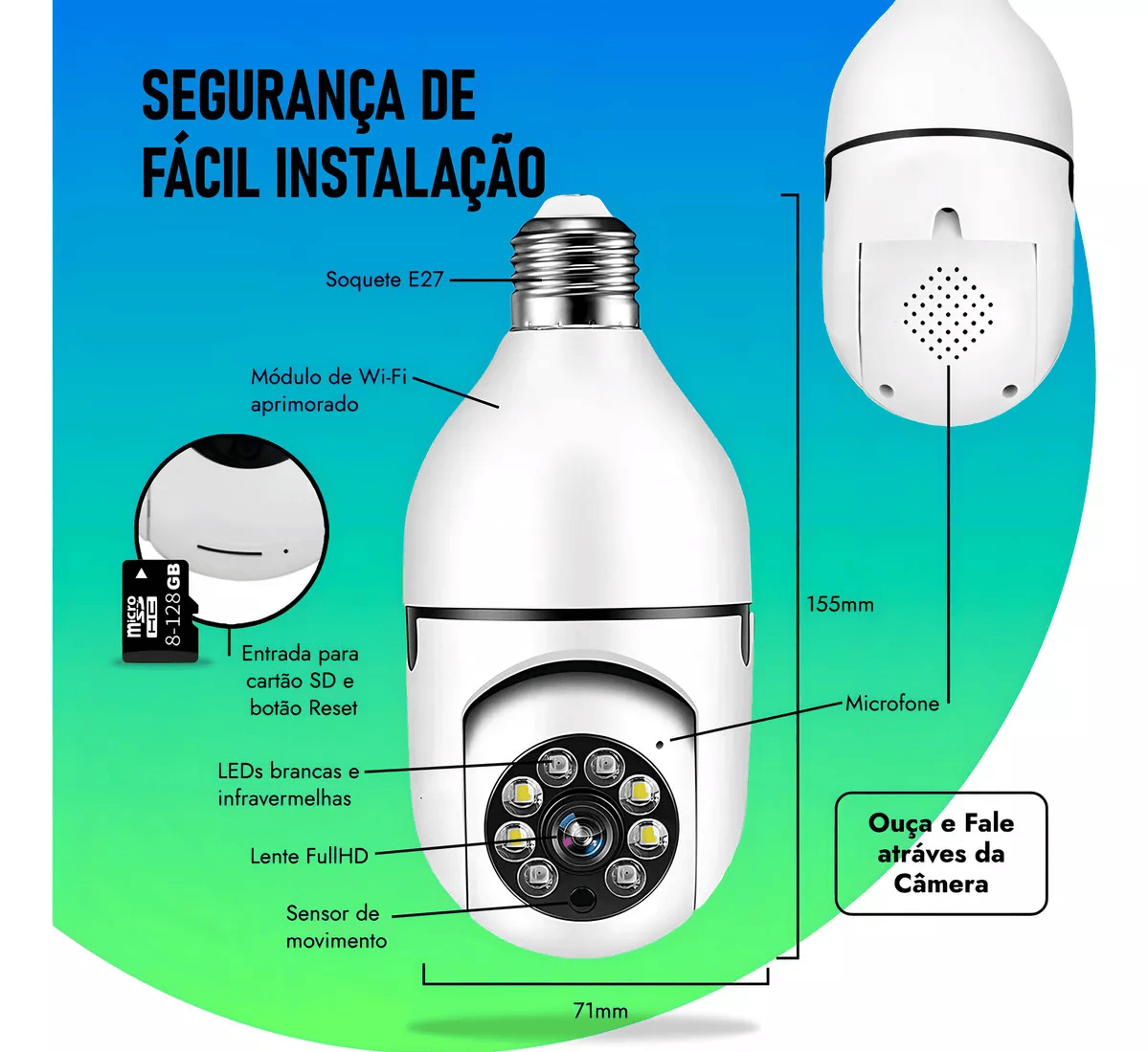 Câmera Ip Wi-fi Inteligente Y8177 Full Hd 1080p Visão Noturna Movimento Automático - 3