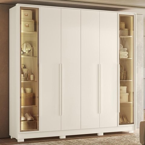 Guarda Roupa Casal 237cm 6 Portas Palermo Off Whitte a02 - Mpozenato
