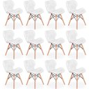 Ver imagem 1 de Kit 12 Cadeiras de Jantar Charles Eames Slim Wood Estofada - Branco