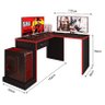 Mesa para Computador Gamer Ambiente Drx 9000 com Extensora Preto Trama Vermelho - Móveis Leão - 3