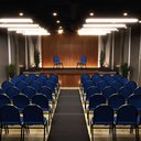 Ver imagem 1 de Kit 8 Cadeiras Hoteleiras Auditório Empilhável Linho M23 Azul - Mpozenato