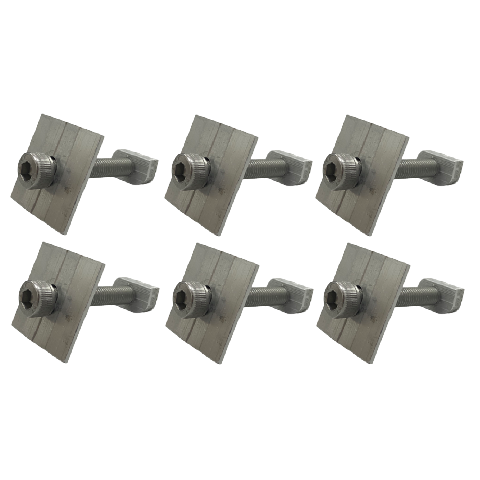 Kit 6 Unidades de Fixador Intermediário para Painel Solar Grampo Aluminio e Parafuso Allen Martel