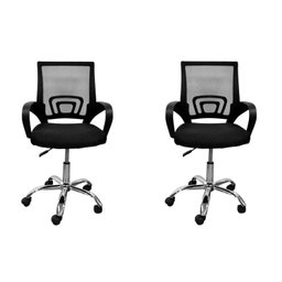 Kit 2 Cadeiras de Escritório Diretor Tela Mesh Base Cromada Santiago - 2