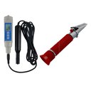 Ver imagem 1 de Kit Medidor Oxigênio Dissolvido Digital Com Cabo 4m Refratômetro Salinidade 0 A 100% Atc Portátil