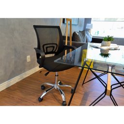 Kit 5 Cadeiras de Escritório Diretor Tela Mesh Base Cromada Santiago - 7