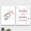 Ver imagem 2 de Kit 2 Quadros Quarto Infantil Menina 24x18cm:Madeira preta