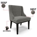Ver imagem 3 de Kit 8 Cadeiras Estofadas para Sala de Jantar Base Fixa de Madeira Preto Lia Suede Grafite - Ibiza