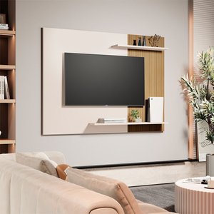 Painel Sala Suspenso para Tv até 55 Polegadas Menfis Off White Ripado