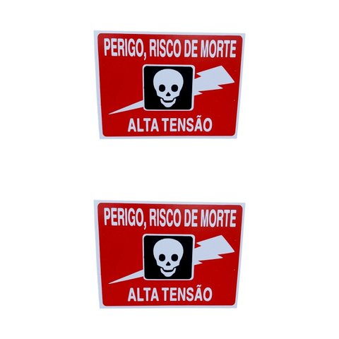 Kit 2 Placa de Sinalização Perigo,risco de Morte Alta Tensão