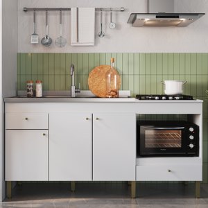 Balcão de Cozinha Multiuso 180cm BM06 Branco