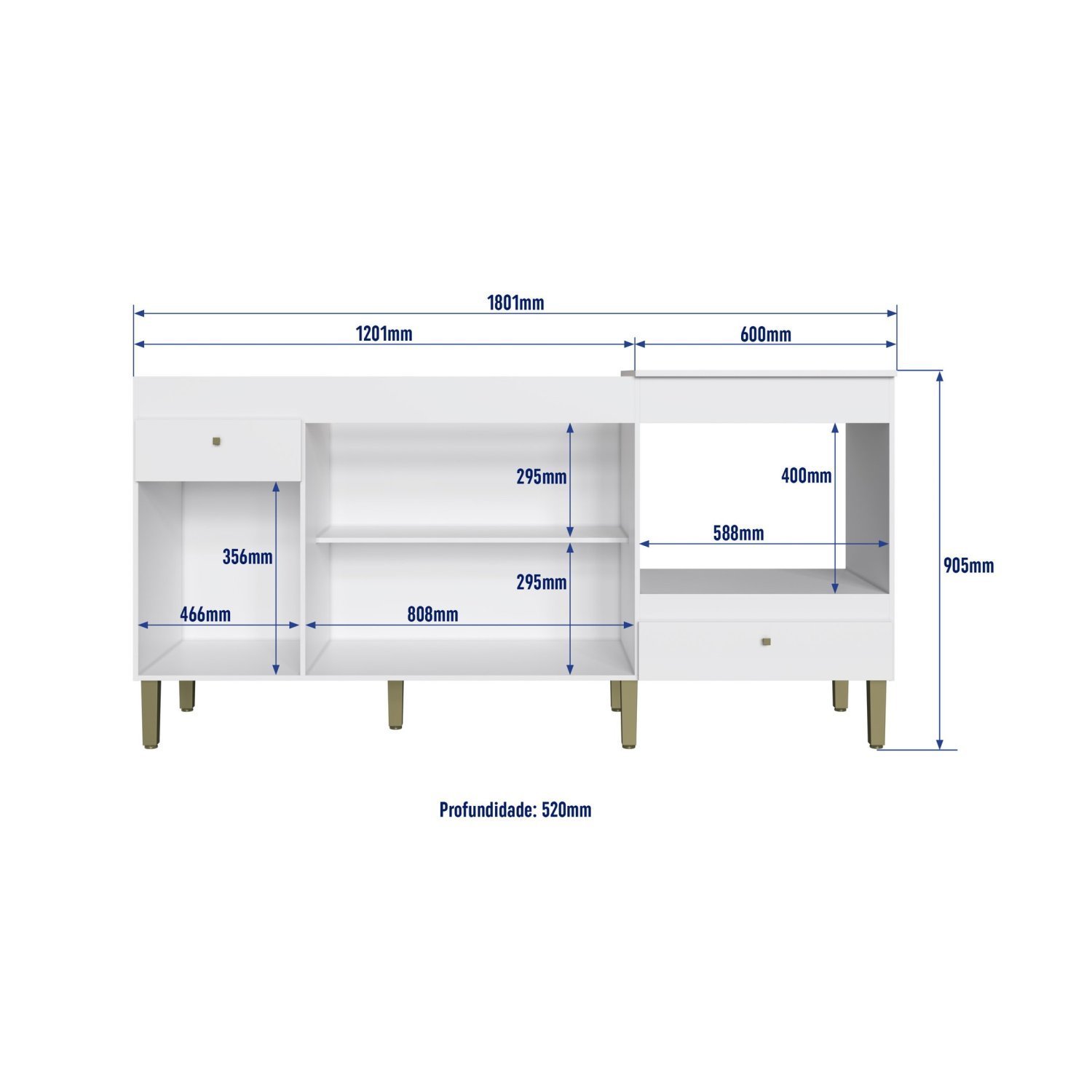 Balcão de Cozinha Multiuso 180cm BM06  Branco - 4