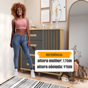 Ver mais imagens de Cômoda Grécia com 1 Porta com Detalhe Ripado e 4 Gavetas 1 Tranca com Chave Cinza/Cinamomo/Grafite