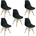 Ver imagem 3 de Kit 5 Cadeiras Charles Eames Eiffel Wood Design Branca Preta Cinza Outras