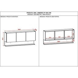 Armário para Cozinha 3 Portas 150cm Line  - 4