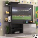 Ver imagem 1 de Estante com Painel TV 55" e 2 portas França Multimóveis BR2473 Preto/Lacca Fumê