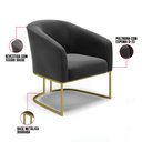 Ver imagem 6 de Kit 02 Poltronas Stella Suede Preto Base Industrial Dourada - D’Rossi
