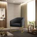 Ver imagem 2 de Kit 02 Poltronas Stella Suede Preto Base Industrial Dourada - D’Rossi