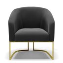 Ver imagem 3 de Kit 02 Poltronas Stella Suede Preto Base Industrial Dourada - D’Rossi