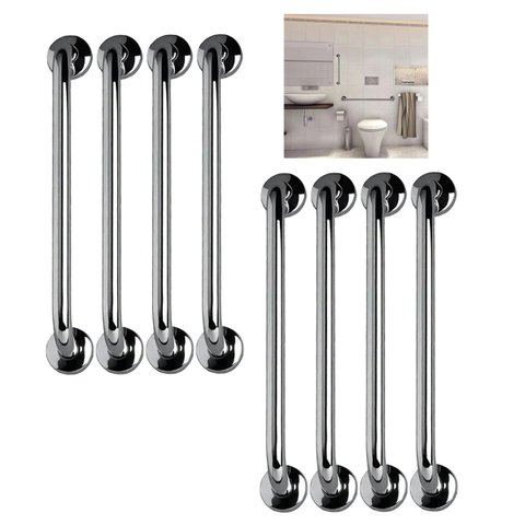 Alça de Apoio Barra 40cm Aço Inox Kit 8 Unidades Idoso Cadeirante Deficiente Banheiro Box Acessibili