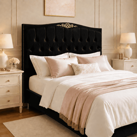 Cabeceira Cama Casal Queen Greta 160cm Estofada Veludo Design Clássico