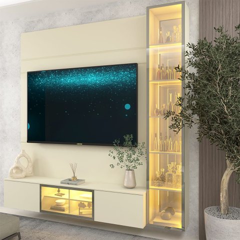 Home para TV Luminare 191 LED Off White - Gelius
