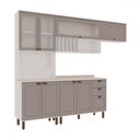 Ver imagem 2 de Cozinha Completa Iluminata 8 Portas 3 Gavetas 100% Mdf com Vidro Branco/fendi/mineral - Genialflex