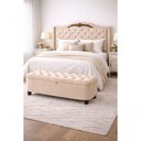 Ver imagem 1 de Kit Lisboa Cabeceira Cama Box e Calçadeira Baú Queen MDF Suede Porcelana do Lar