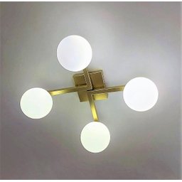Plafon Jabuticaba Dourado 60cm P/ Mesa Sala De Estar Quarto Arevo Iluminação VIDRO LEITOSO FOSCO - 5