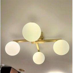 Plafon Jabuticaba Dourado 60cm P/ Mesa Sala De Estar Quarto Arevo Iluminação VIDRO LEITOSO FOSCO - 2