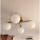 Ver imagem 3 de Plafon Jabuticaba Dourado 60cm P/ Mesa Sala De Estar Quarto Arevo Iluminação VIDRO LEITOSO FOSCO
