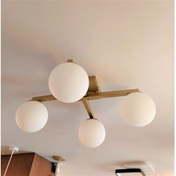 Plafon Jabuticaba Dourado 60cm P/ Mesa Sala De Estar Quarto Arevo Iluminação VIDRO LEITOSO FOSCO - 3