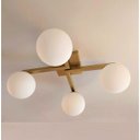 Ver imagem 1 de Plafon Jabuticaba Dourado 60cm P/ Mesa Sala De Estar Quarto Arevo Iluminação VIDRO LEITOSO FOSCO