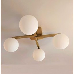 Plafon Jabuticaba Dourado 60cm P/ Mesa Sala De Estar Quarto Arevo Iluminação VIDRO LEITOSO FOSCO - 1