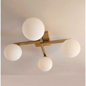 Plafon Jabuticaba Dourado 60cm P/ Mesa Sala De Estar Quarto Arevo Iluminação VIDRO LEITOSO FOSCO